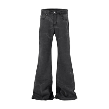 Riolio Men and women high street hip-hop summer personality micro trumpet jeans couple straight tube loose retro Harajuku casual pants